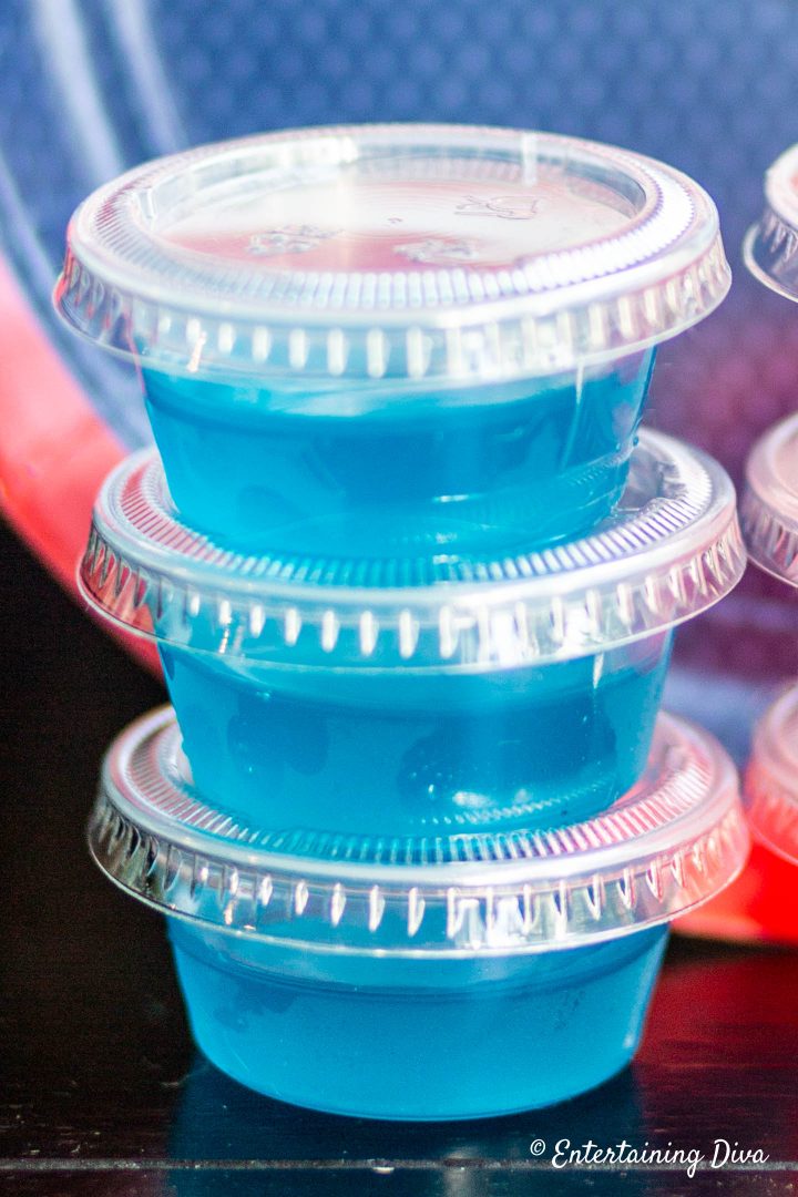 Berry blue Malibu rum jello shots