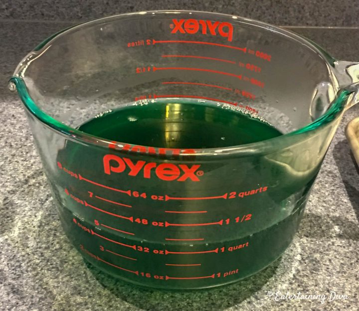 Blue Curacao and Tequila Margarita jello shots mixture in a bowl