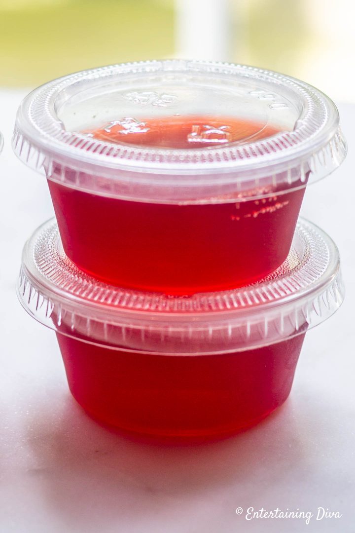 Cosmopolitan jello shots in jello shot cups
