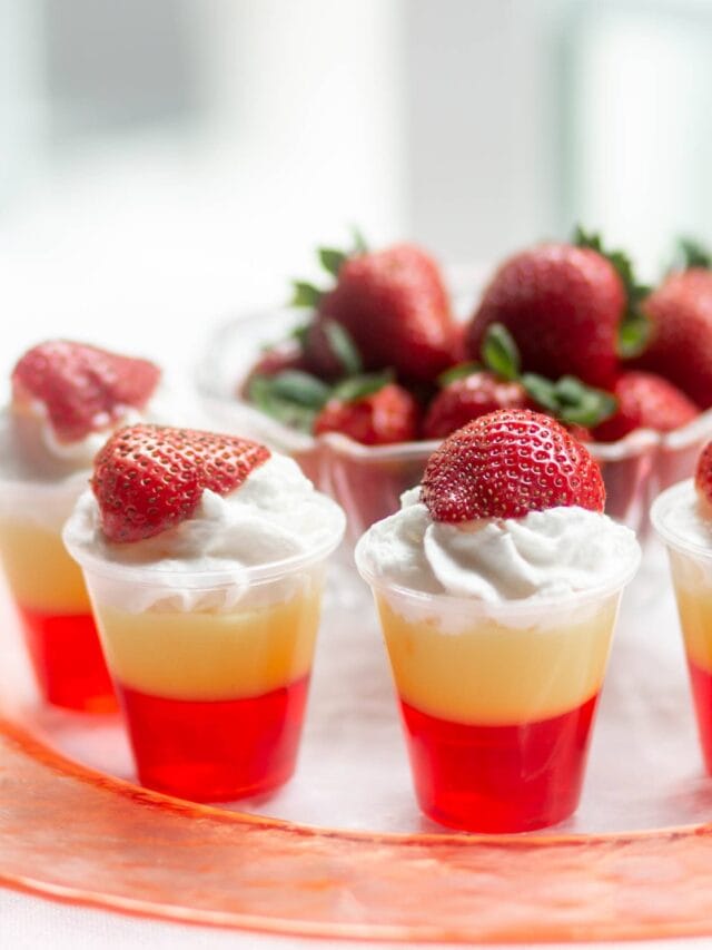 Strawberries and Cream Layered Jello Shots Story