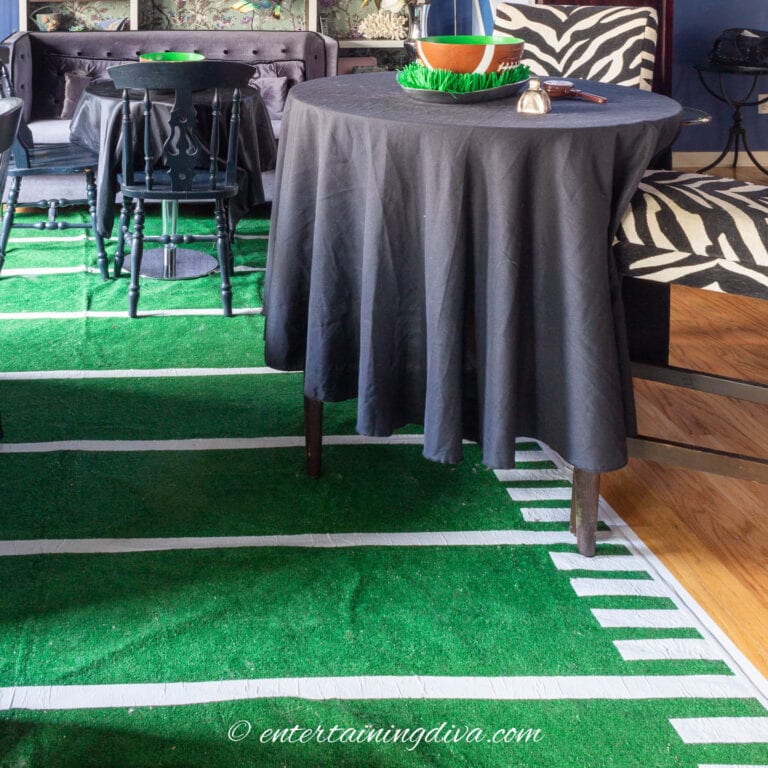 Easy Football Party Decor: DIY Football Field Area Rug