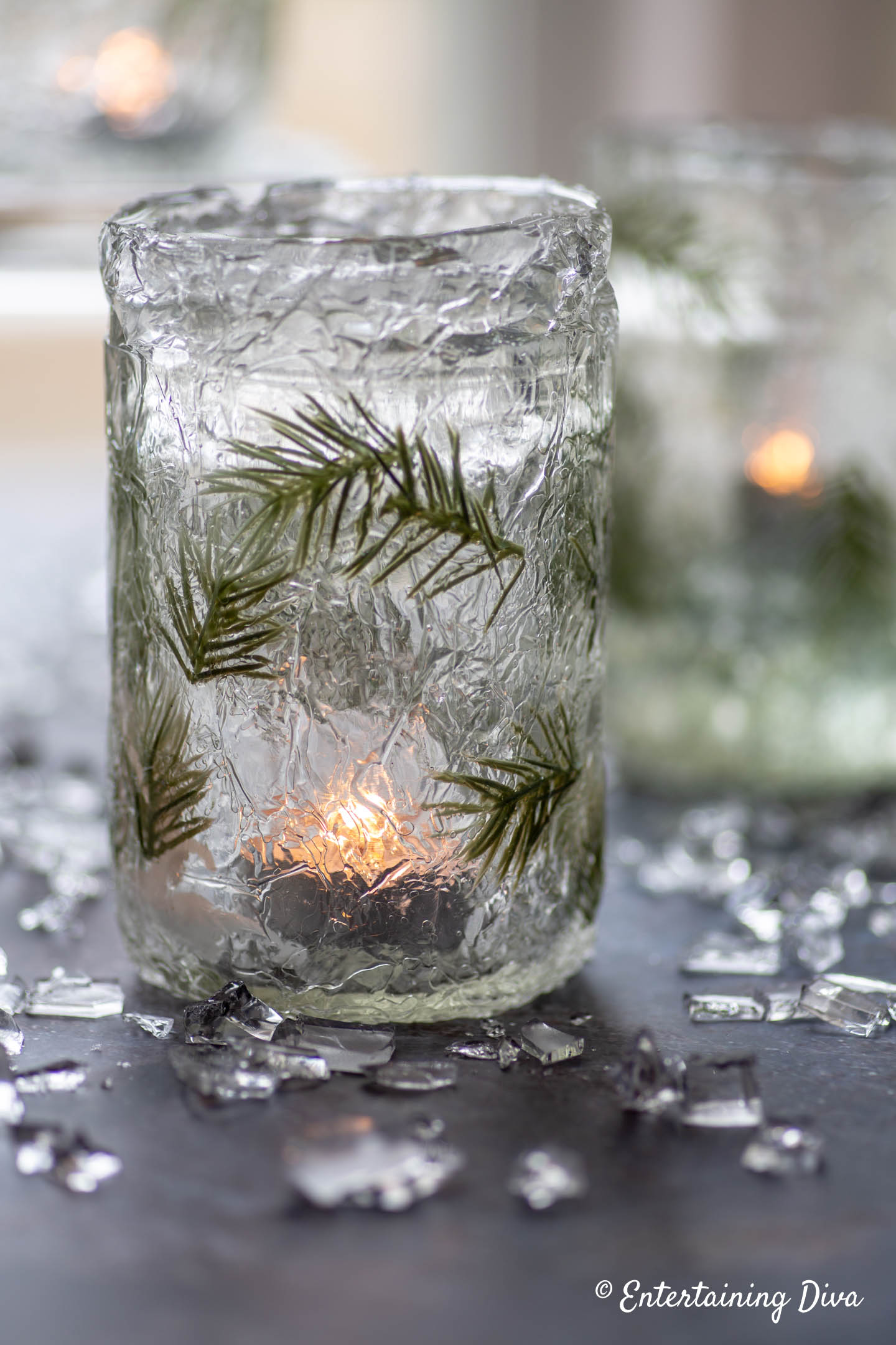 faux ice candle holder