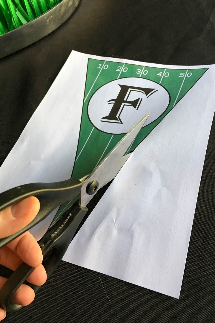 Cutting out the DIY printable football banner