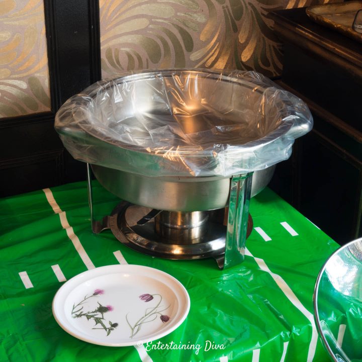 Chafing dish line with a crock pot liner for easy clean up