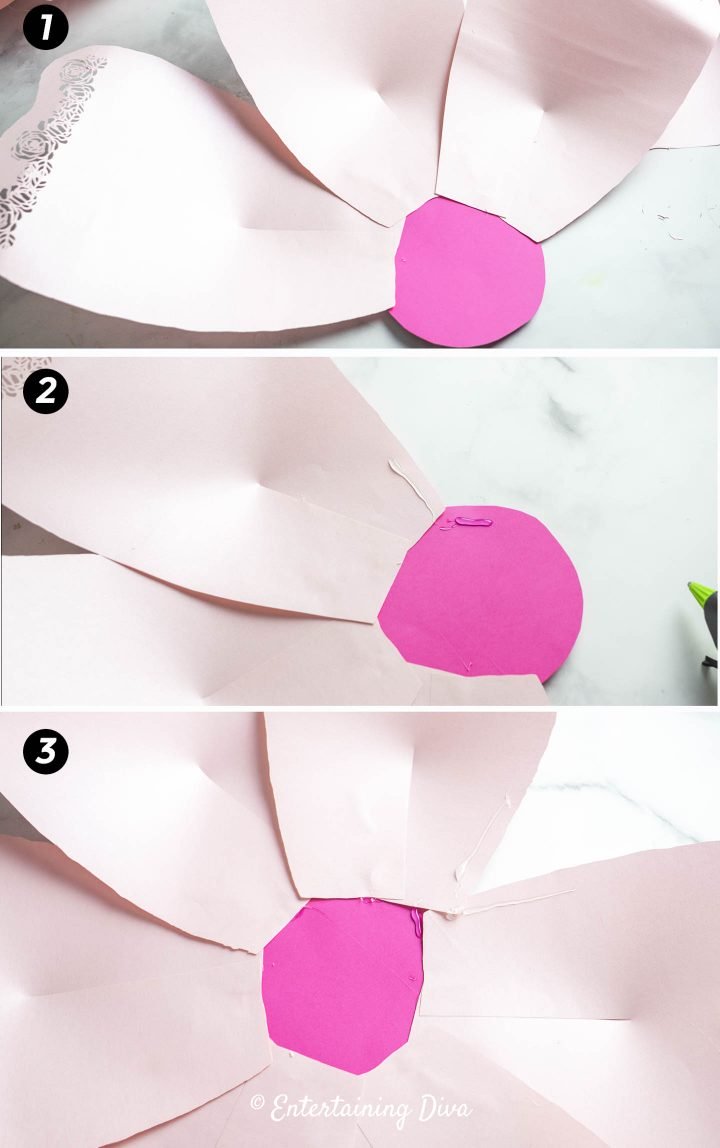 How to attach the rest of the paper flower outside petals