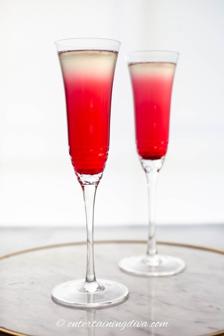 blueberry lemonade mimosas with layers