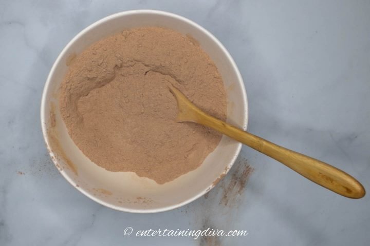 Dry ingredients in a mixing bowl