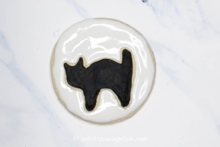 Black cat sugar cookie on the moon sugar cookie