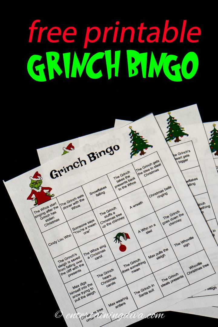 printable Grinch Bingo game