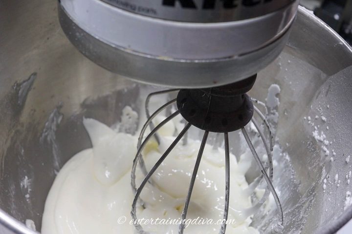 Royal icing in a mixer bowl