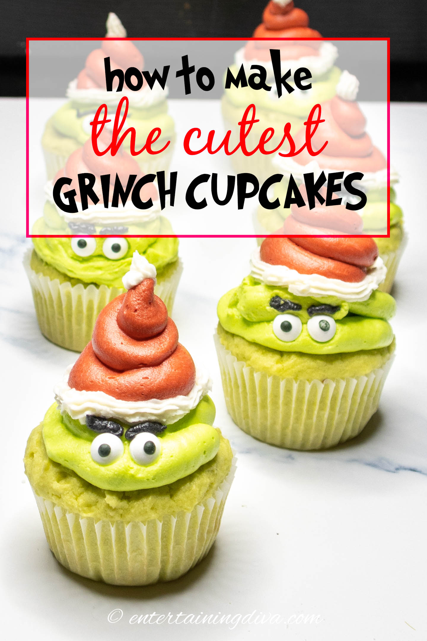how to make the cutest Grinch cupcakes