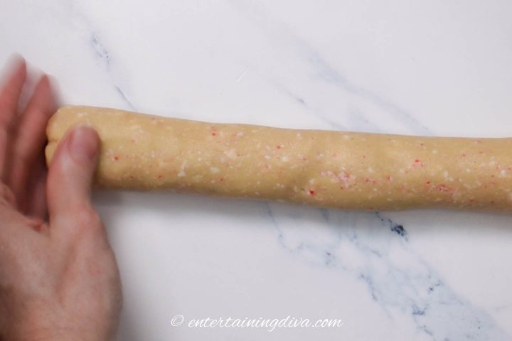 The cookie dough rolled into a log