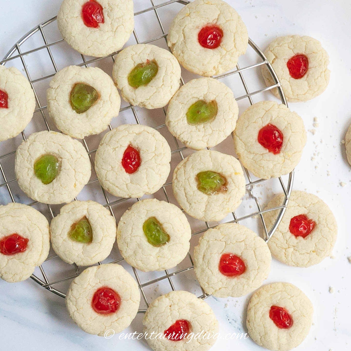 Lemon cream cheese cookies on a cooling rack