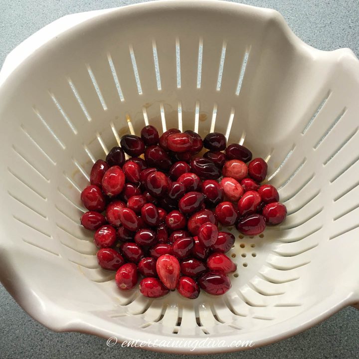 cranberries in a colander