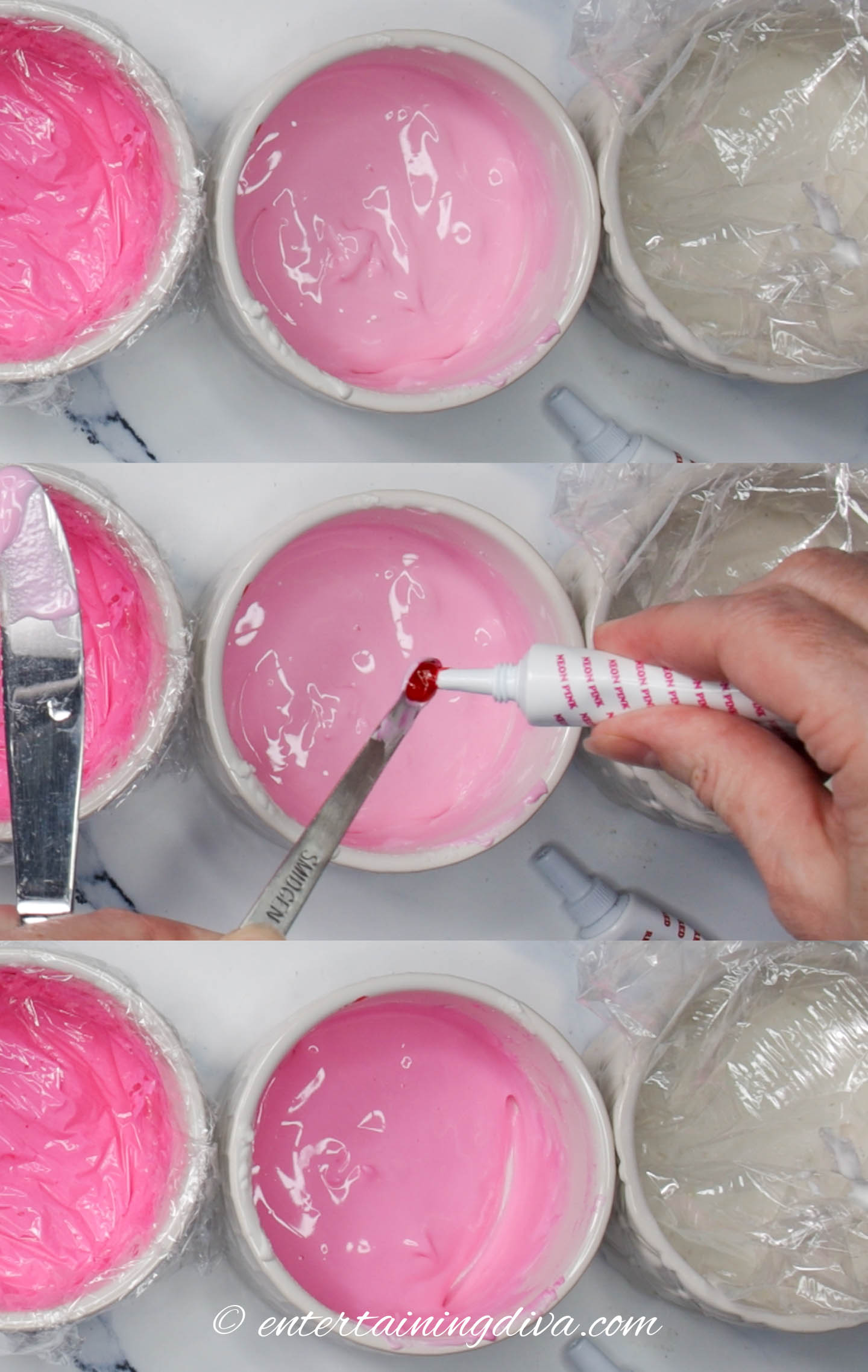 How to add pink food coloring to icing