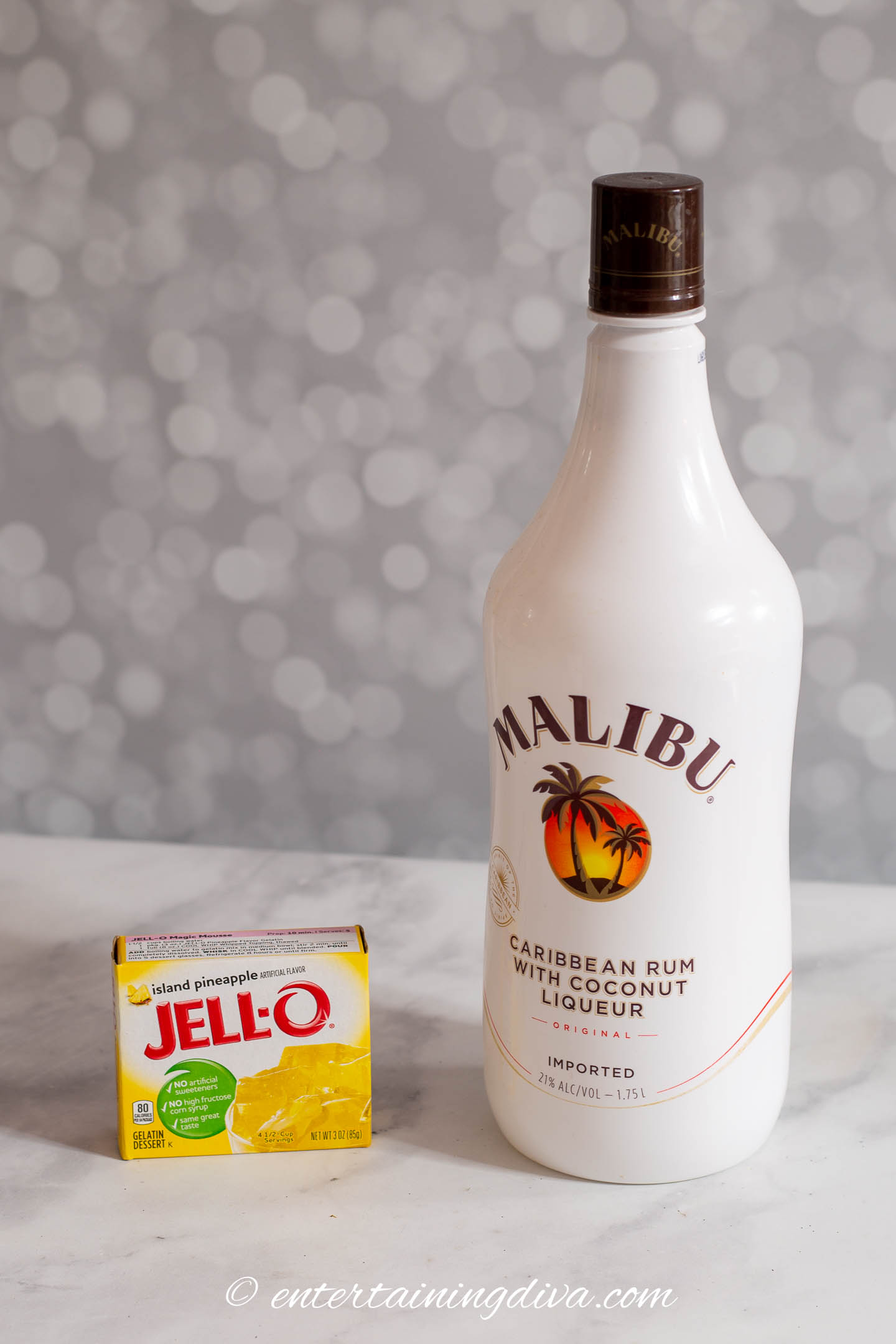 Easy Pina Colada jello shots ingredients - pineapple jello and malibu rum