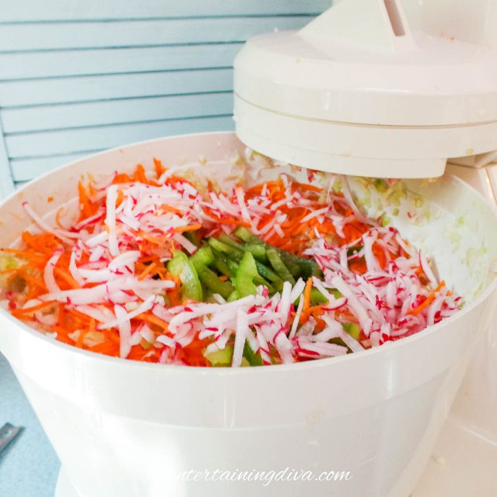 vegetables in food processor