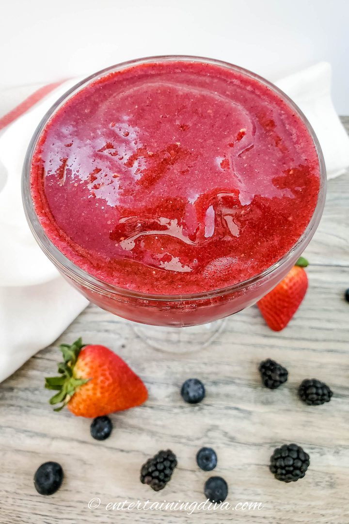 Mixed berry frozen margarita in a glass