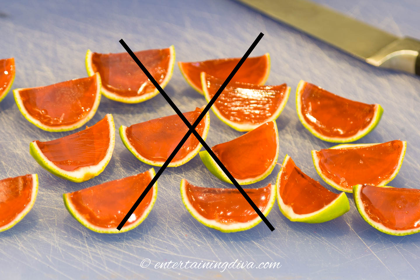 watermelon jello shots in lime rinds