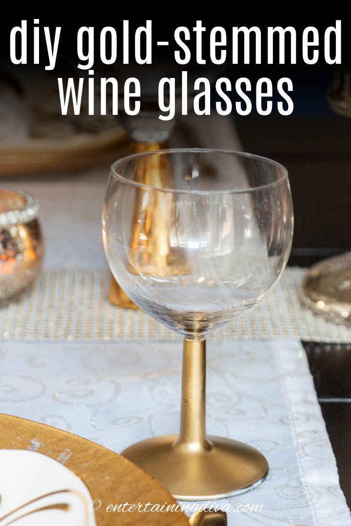 DIY painted gold-stemmed wine glass