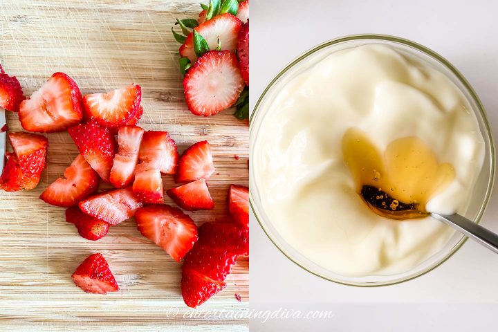 Prep work for berry yogurt parfait recipe