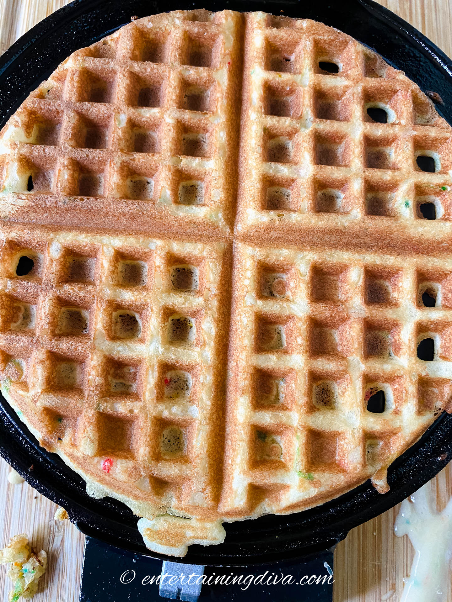 cake mix waffle in wafle iron