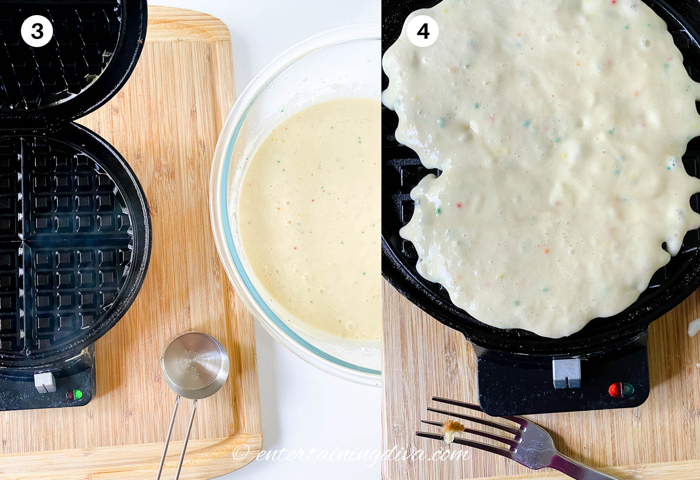 waffle batter in waffle iron