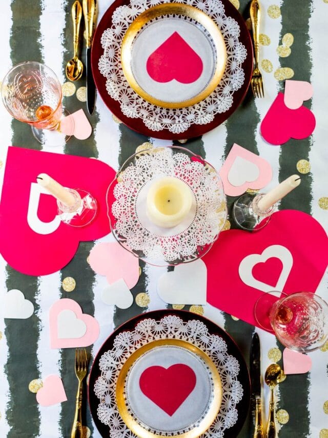 Easy Paper Heart Valentine Table Setting Story