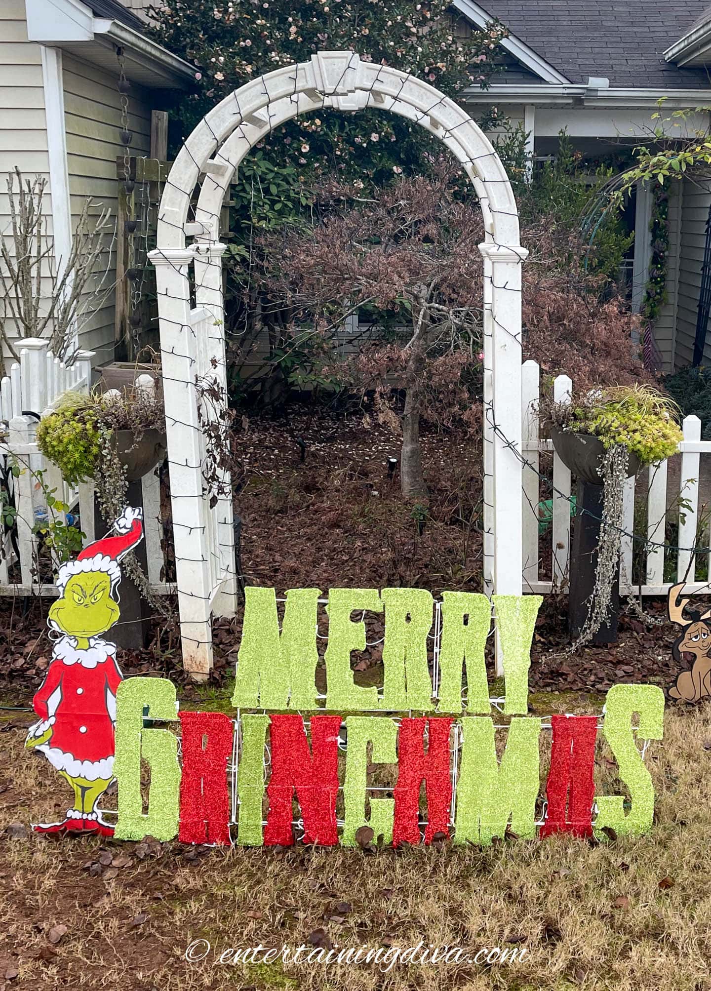 Merry Grinchmas outdoor sign during the day