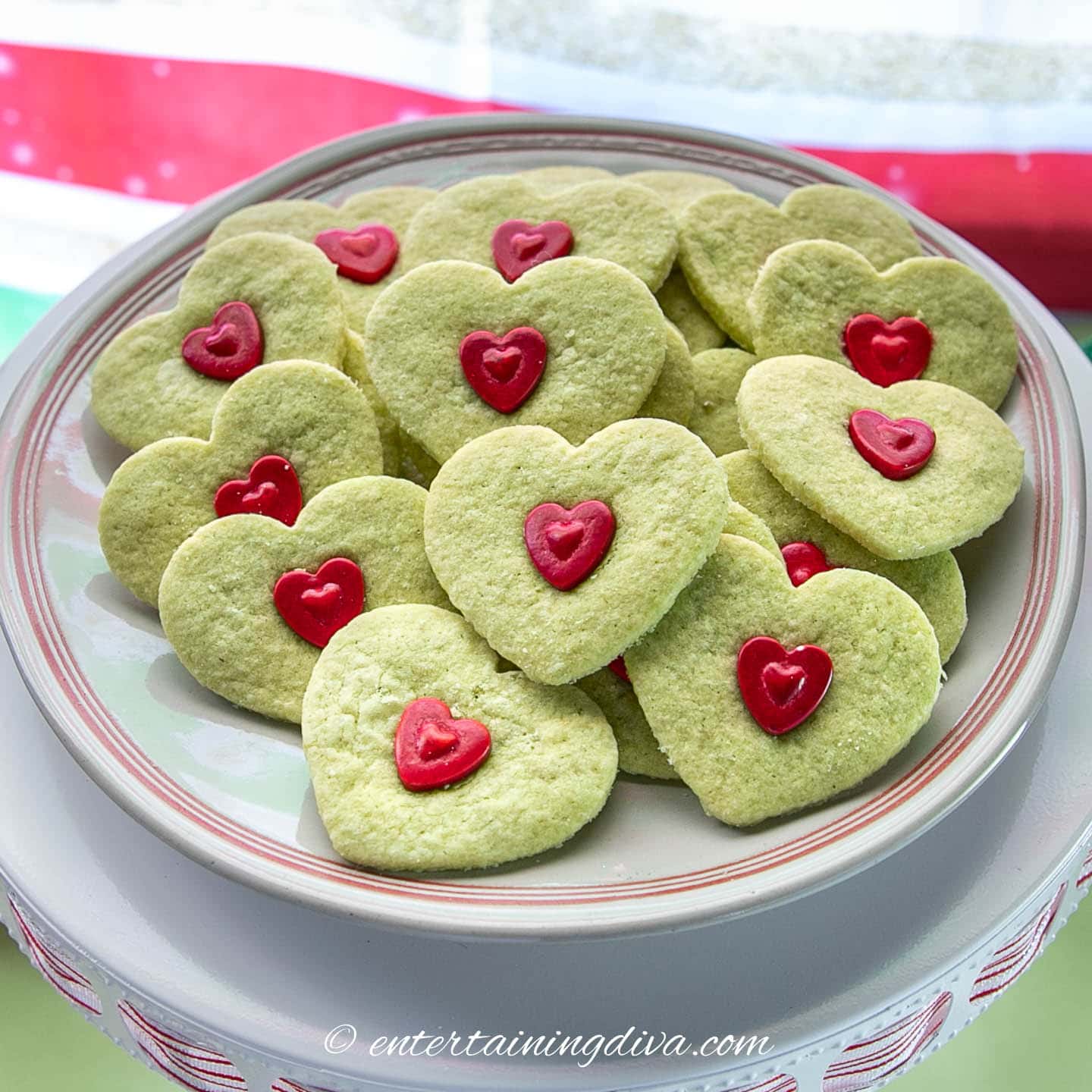 Grinch heart sugar cookies