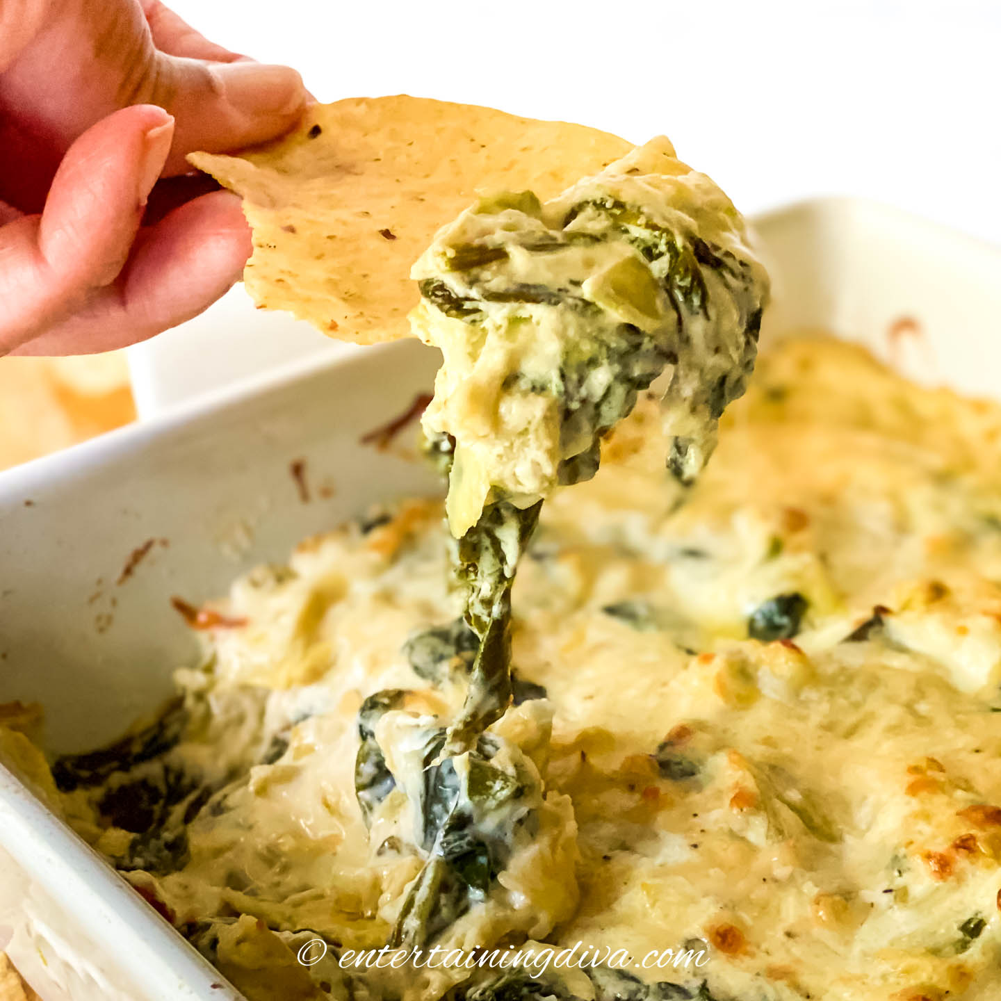 Easy Cheesy Hot Spinach Artichoke Dip (Crock Pot Version)
