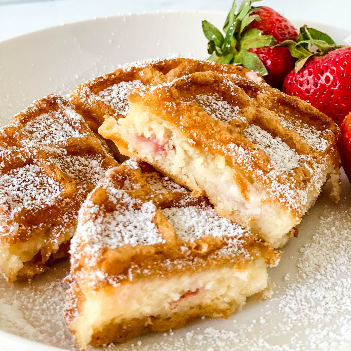Strawberry Cheesecake Stuffed Waffles