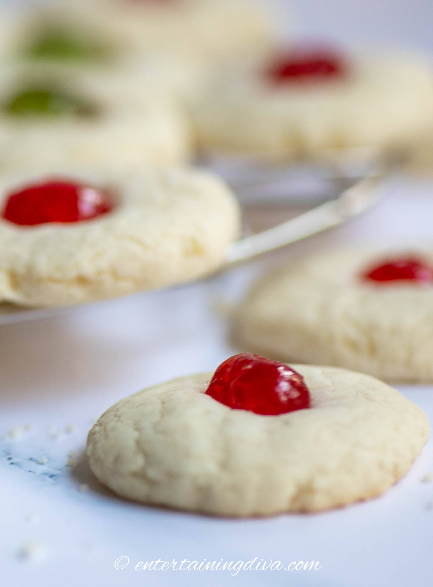 close up of lemon cream cheese Christmas cookies