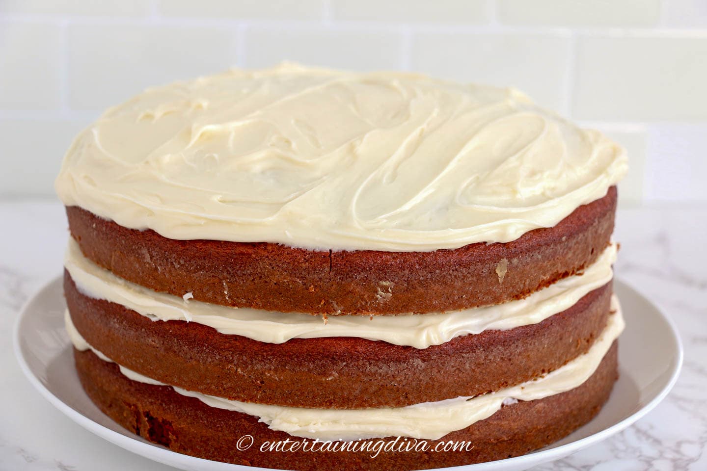 Three layer red velvet naked cake