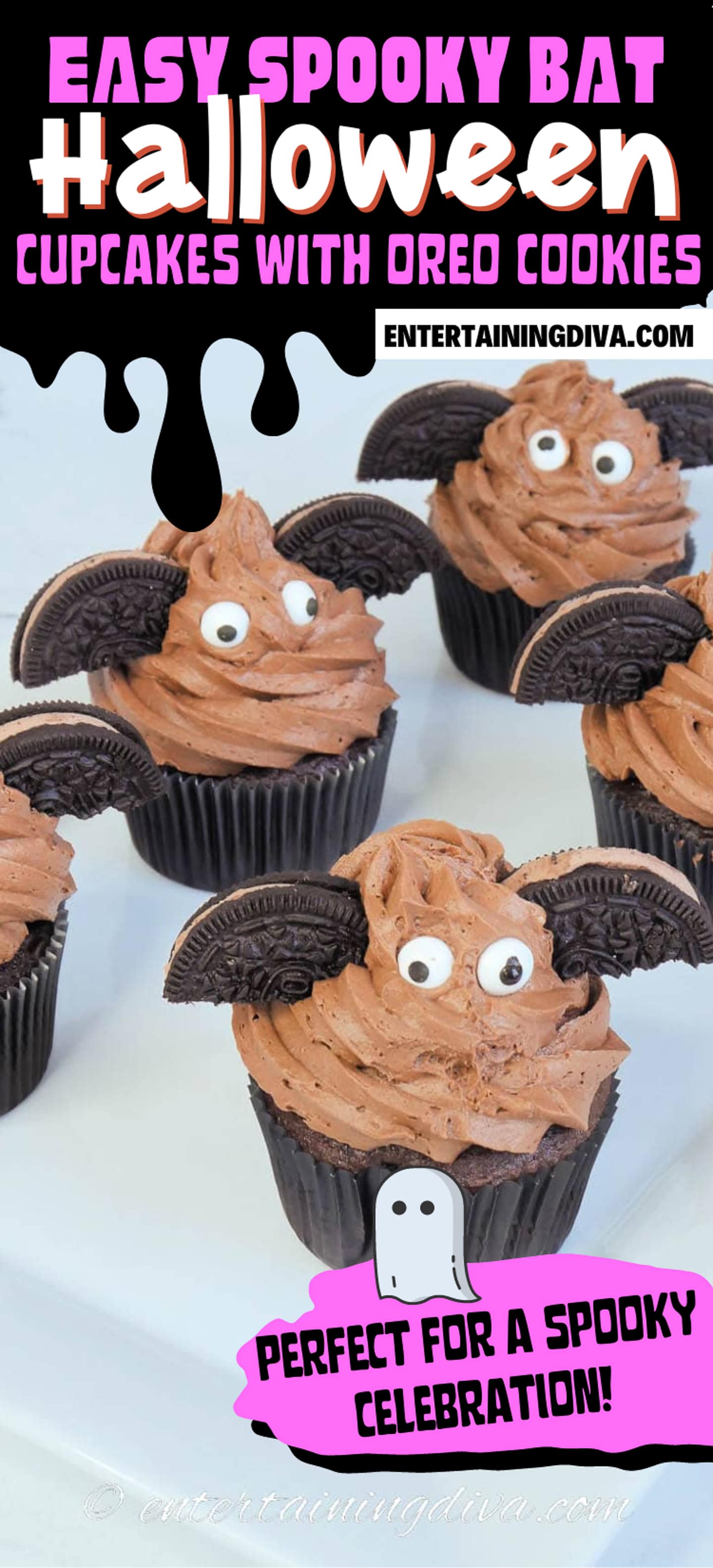 Piping the chocolate frosting onto the chocolate cupcake