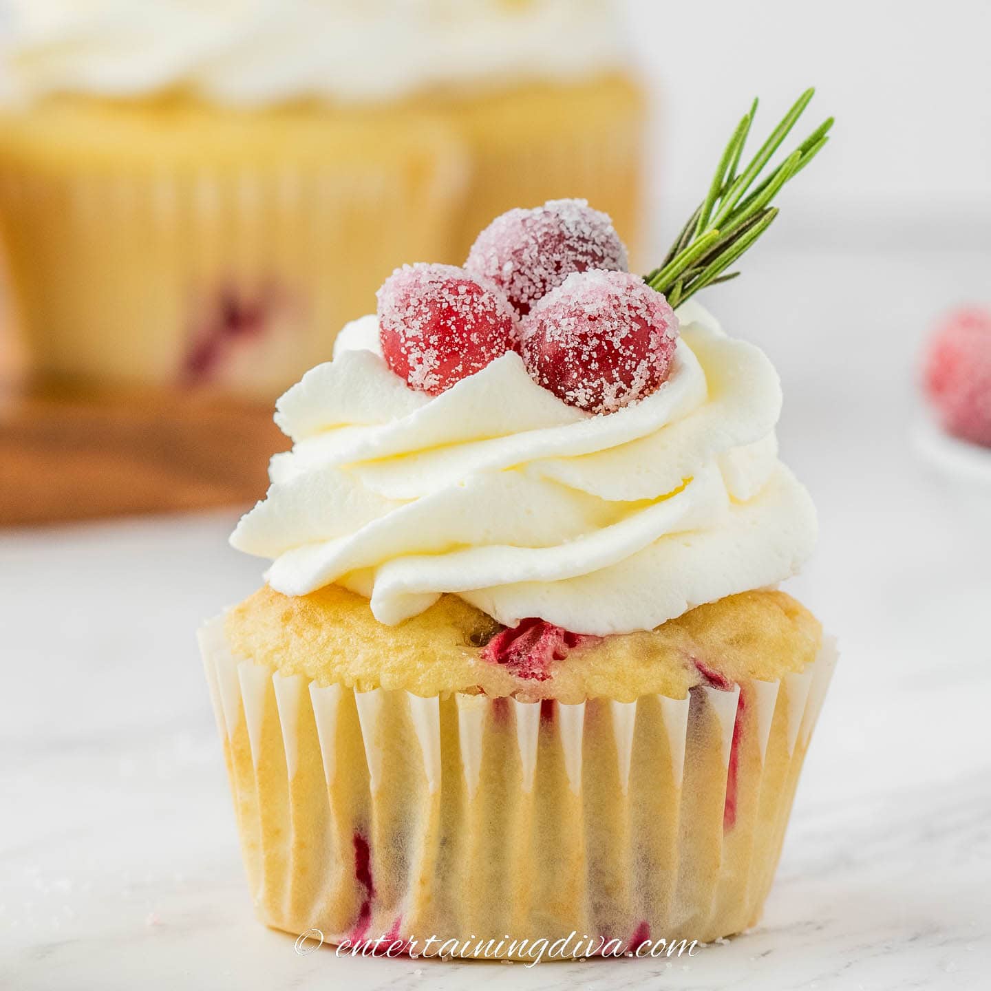white chocolate cranberry cupcake
