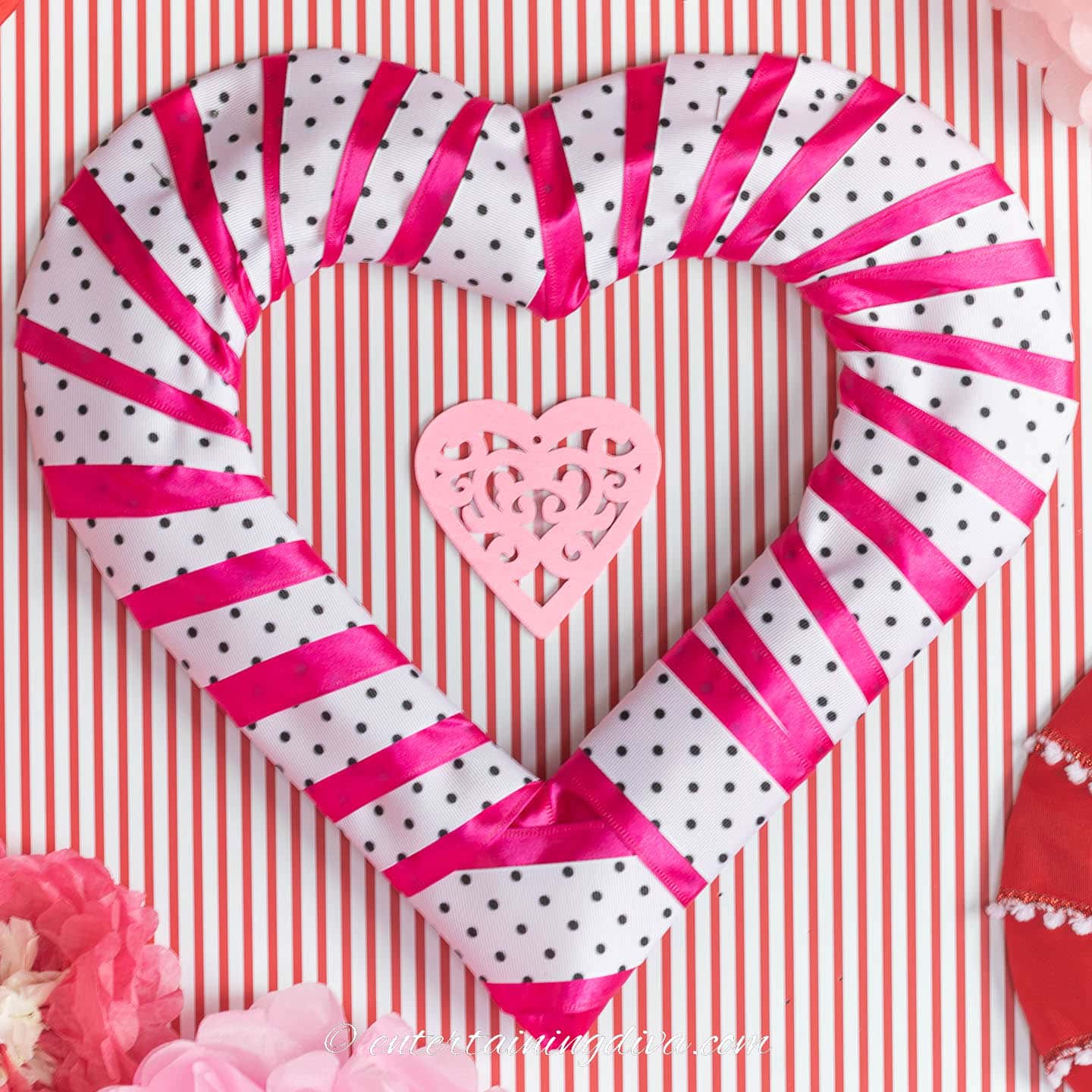 Easy DIY Valentine Heart Wreath (Made With Ribbon)