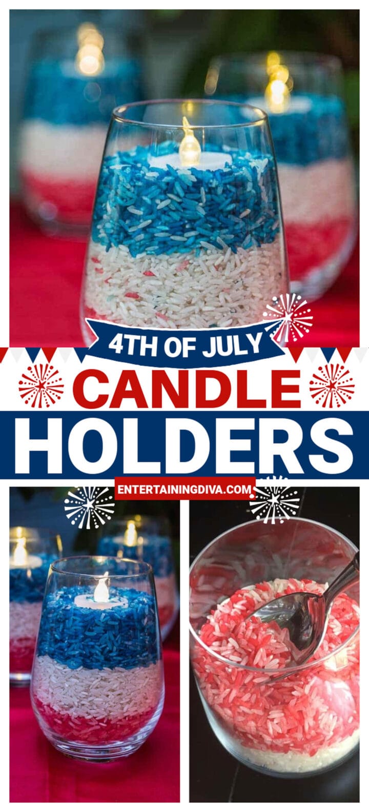 Easy DIY Red, White and Blue Candle Holders
