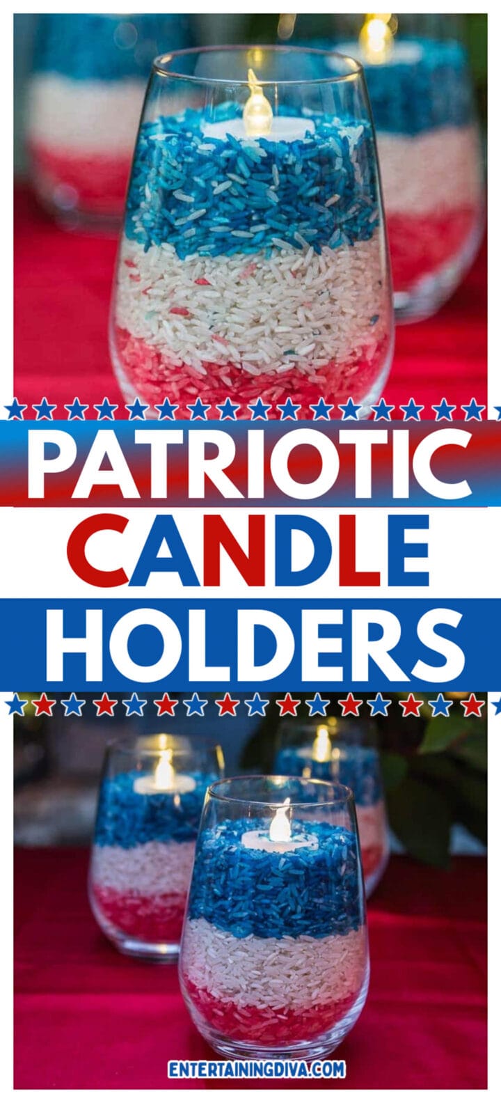 Easy DIY Red, White and Blue Candle Holders