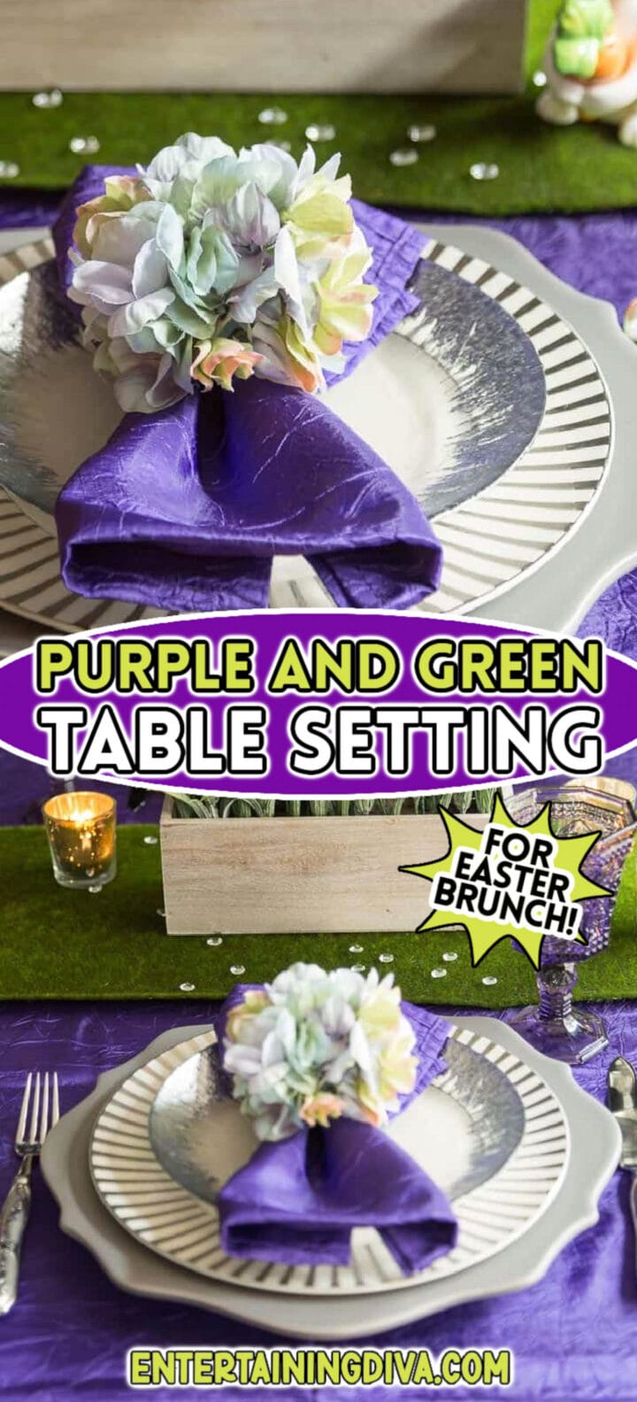 Purple And Green Easter Table Setting