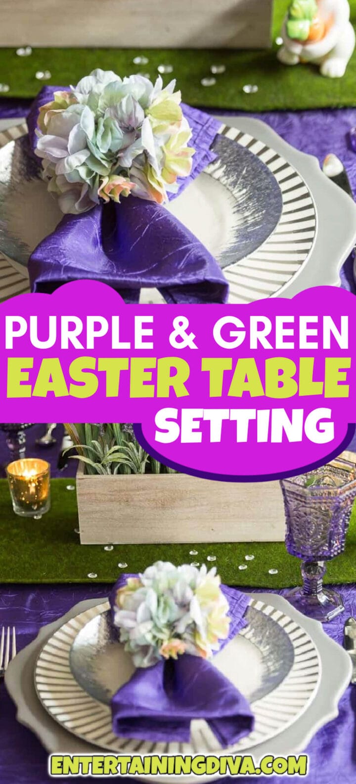 Purple And Green Easter Table Setting