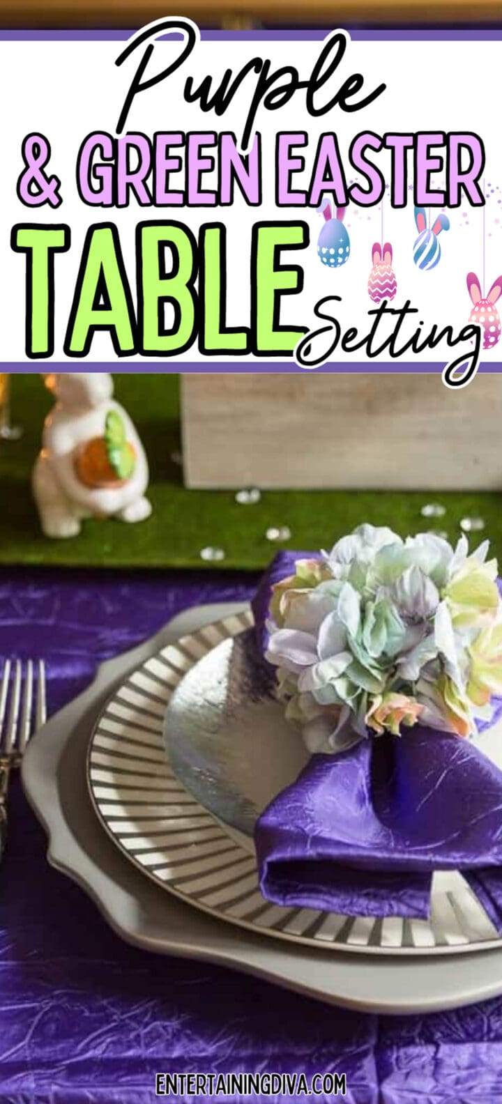 Purple And Green Easter Table Setting
