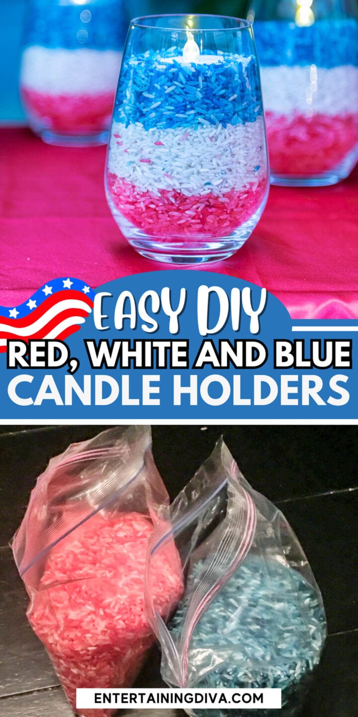 Easy DIY Red, White and Blue Candle Holders