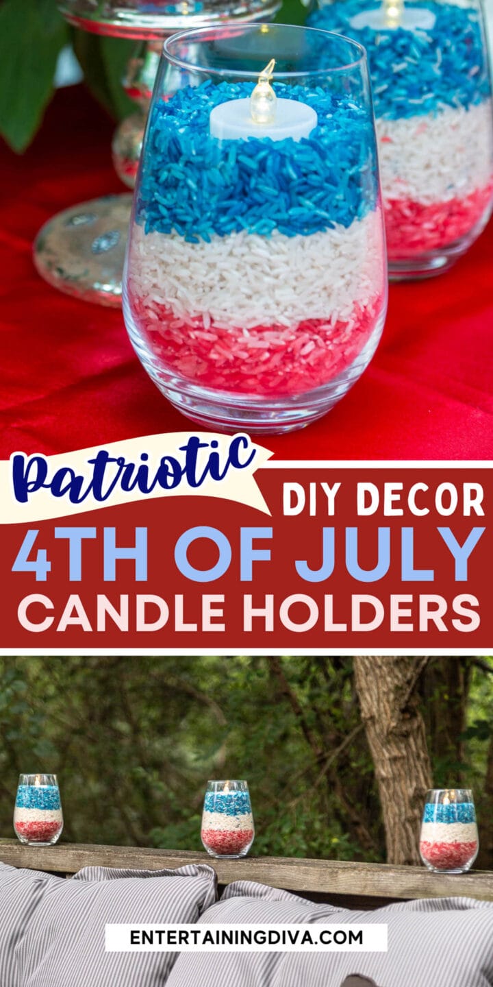 Easy DIY Red, White and Blue Candle Holders