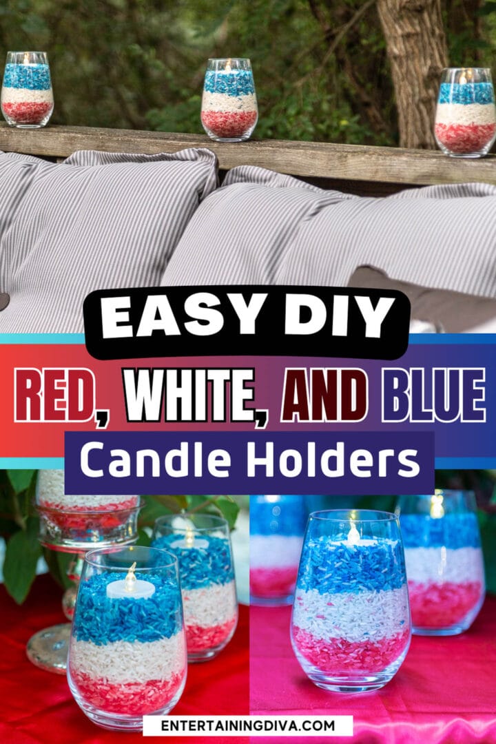 Easy DIY Red, White and Blue Candle Holders