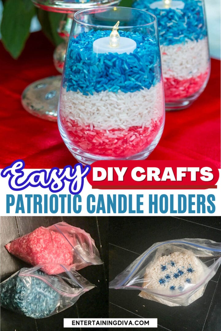 Easy DIY Red, White and Blue Candle Holders