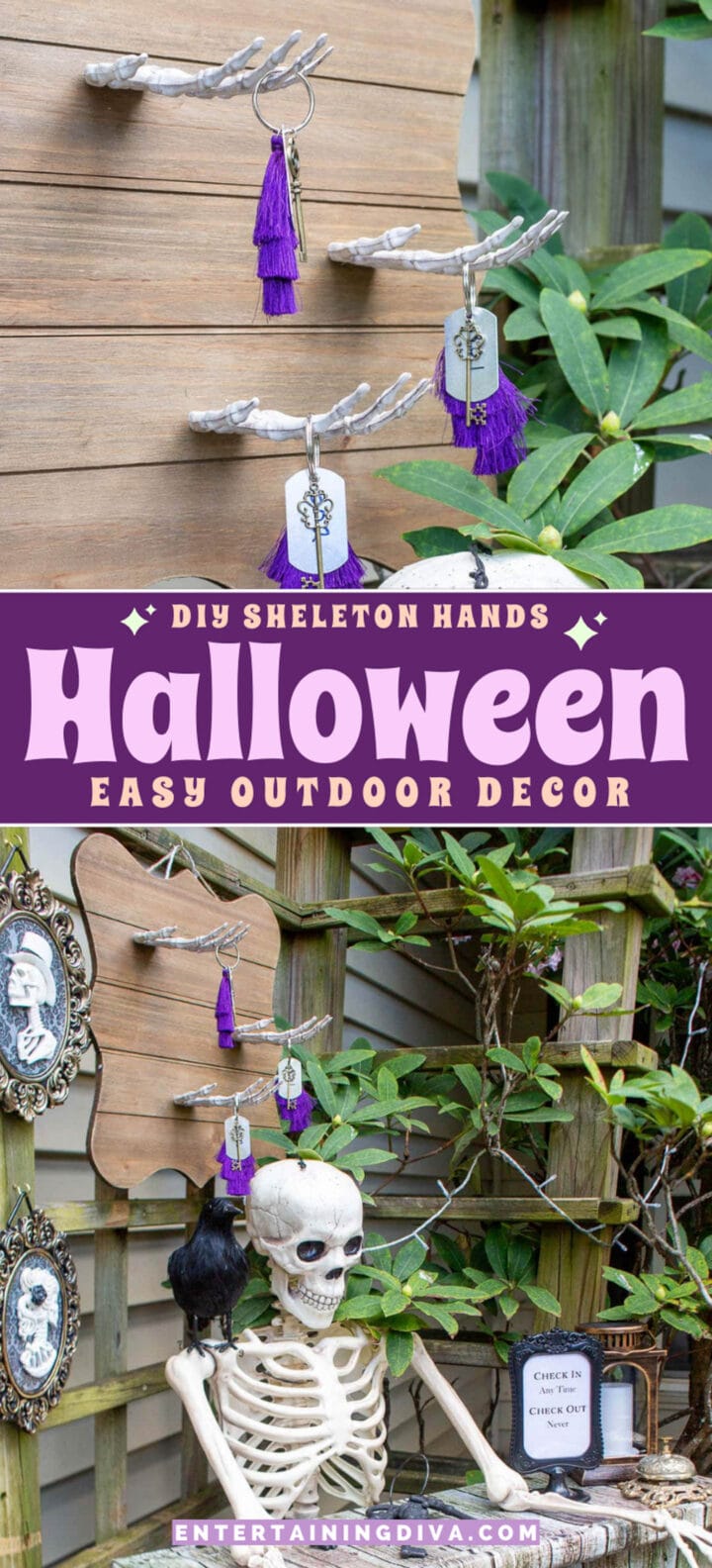 DIY Skeleton Hands Halloween Wall Decor