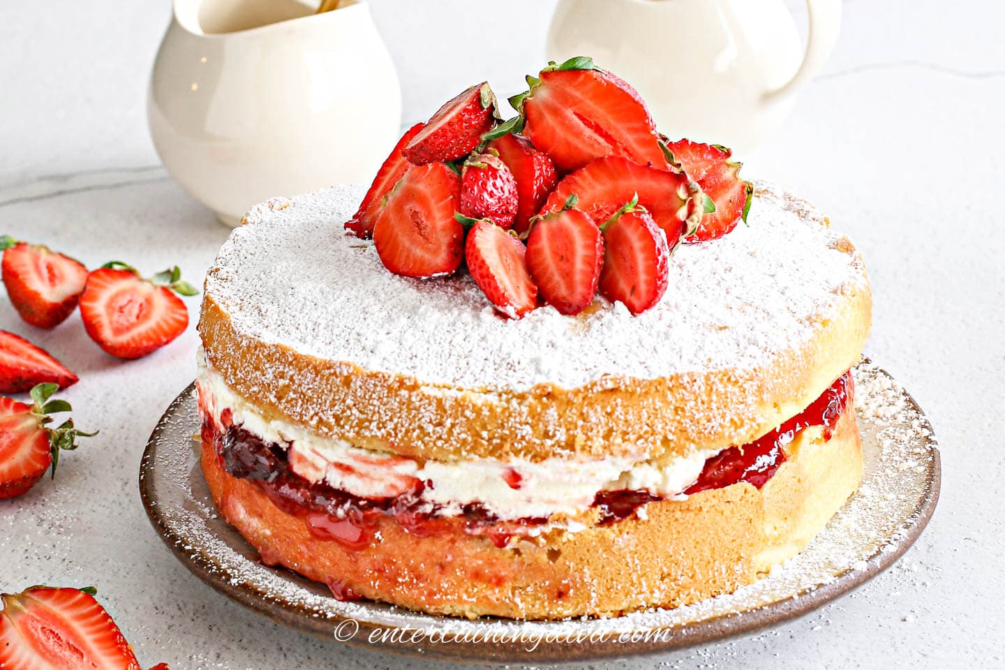 Side view of the strawberry shortcake cake