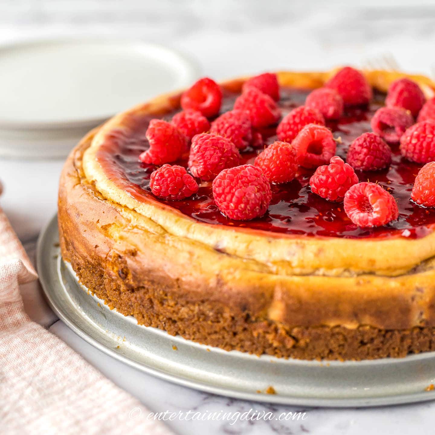 Homemade Baked Raspberry Cheesecake
