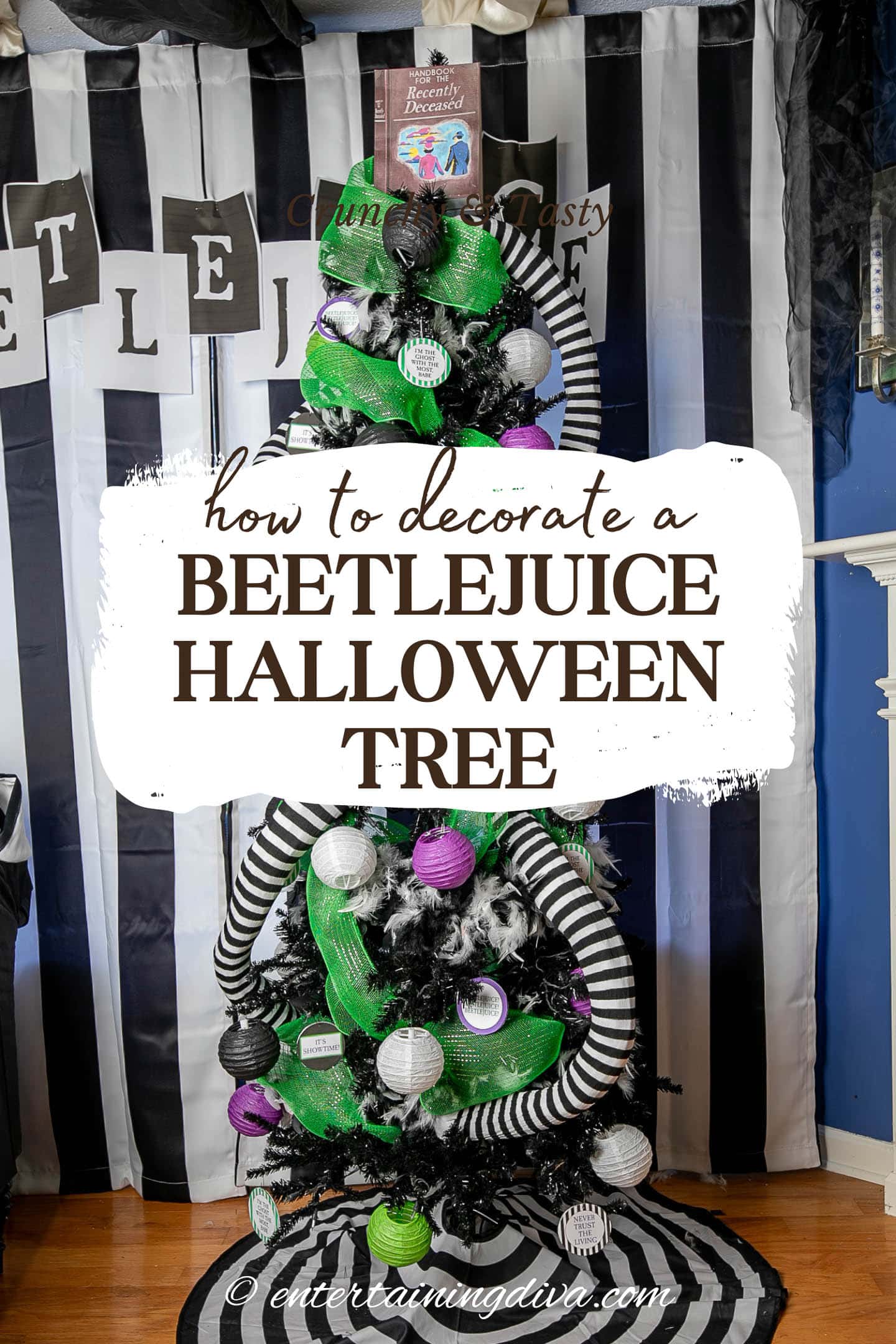 how to decorate a Beetlejuice Halloween tree